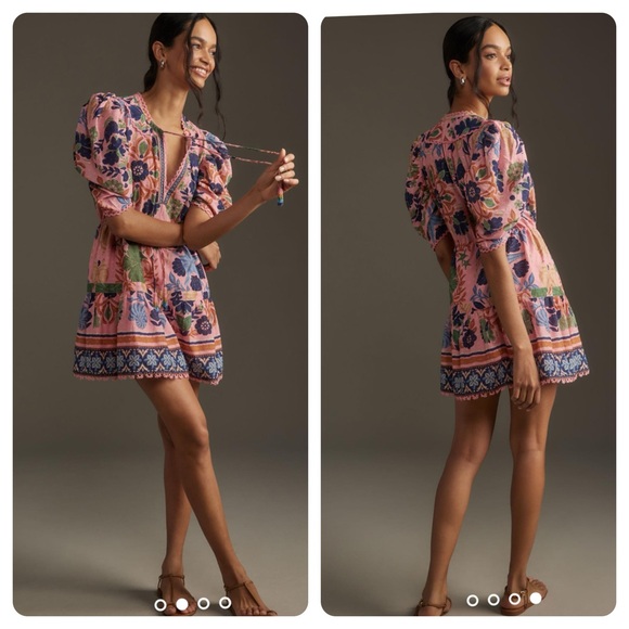 Farm Rio • Seashell Tapestry Short-Sleeve Mini Dress NWOT - Picture 8 of 16